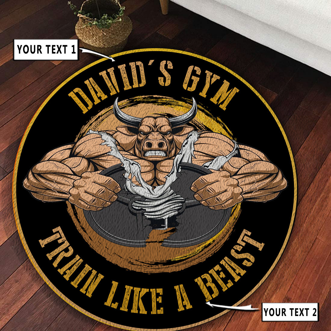 Personalized Bodybuilding Home Gym Decor Train Like A Beast Round Rug, Carpet
