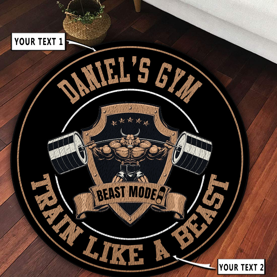 Personalized Bodybuilding Home Gym Decor Train Like A Beast Round Rug, Carpet