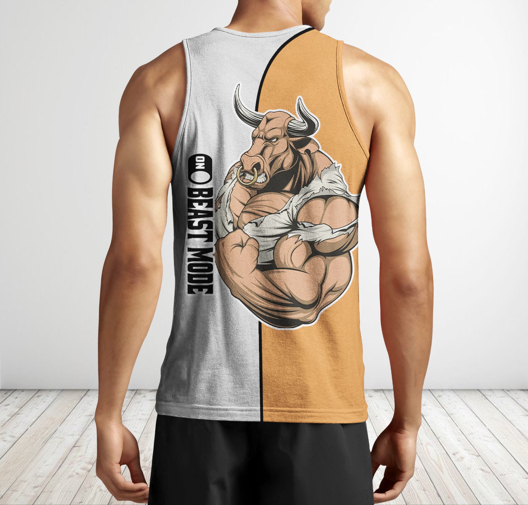 Men Gym Tank Tops Motivational Shirts Bull Beast Mode On