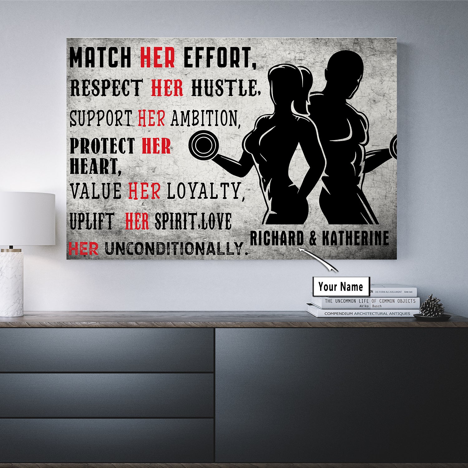 Personalized Home Gym Decor Couple Quotes Motivation Canvas Wall Art