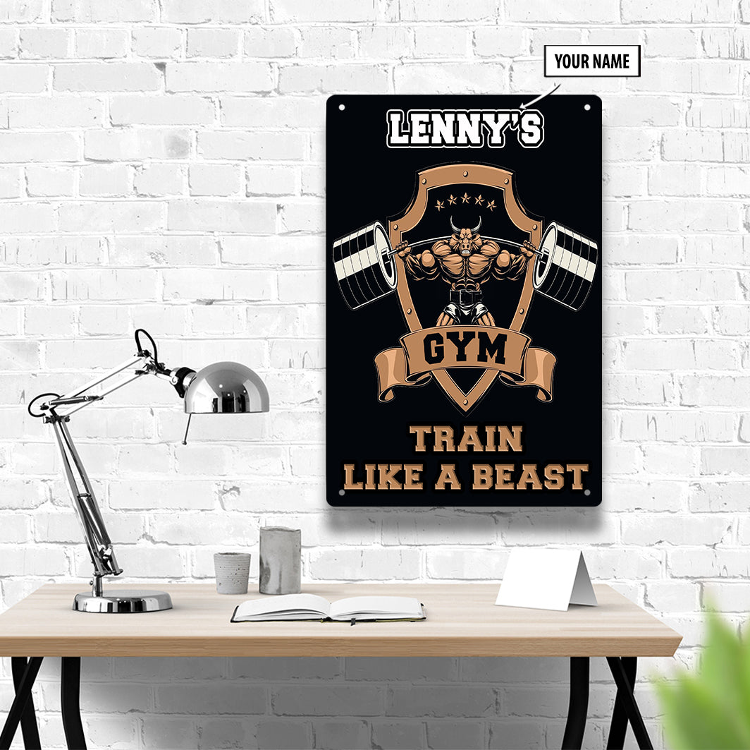 Personalized Gym Metal Sign Train Like A Beast Home Gym Decor