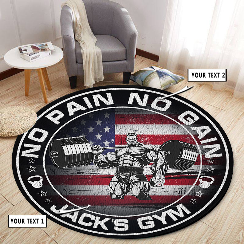 Personalized Home Gym Decor Rug Weightlifting Man American Flag 10976