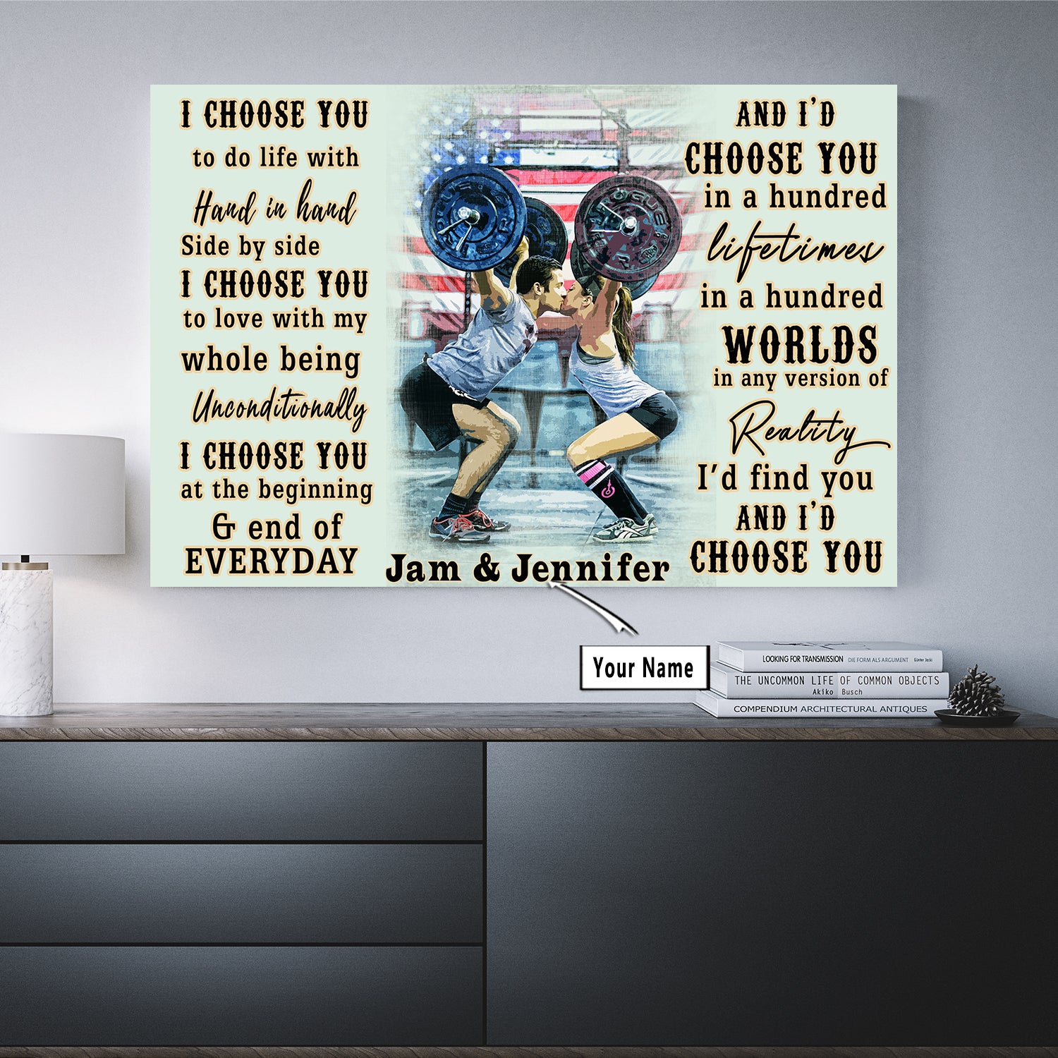 Personalized Couple Quotes Gym Poster Canvas Home Gym Decor Weightlifting Gift