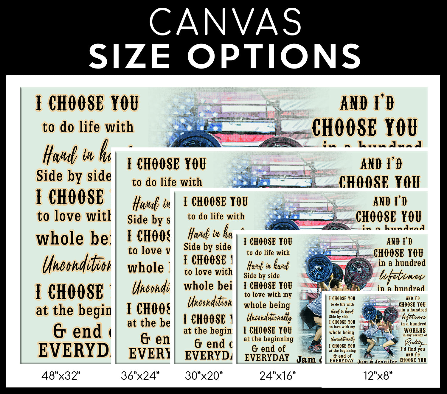 Personalized Couple Quotes Gym Poster Canvas Home Gym Decor Weightlifting Gift
