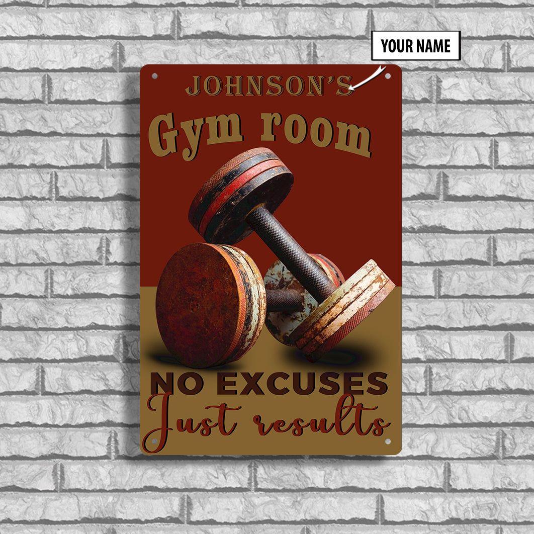 Personalized Gym Metal Sign Gym Room Decor No Excuses Gift