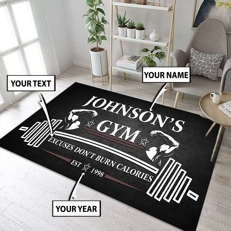 Home Gym Decor Personalized Rug, Carpet Weightlifting Gift