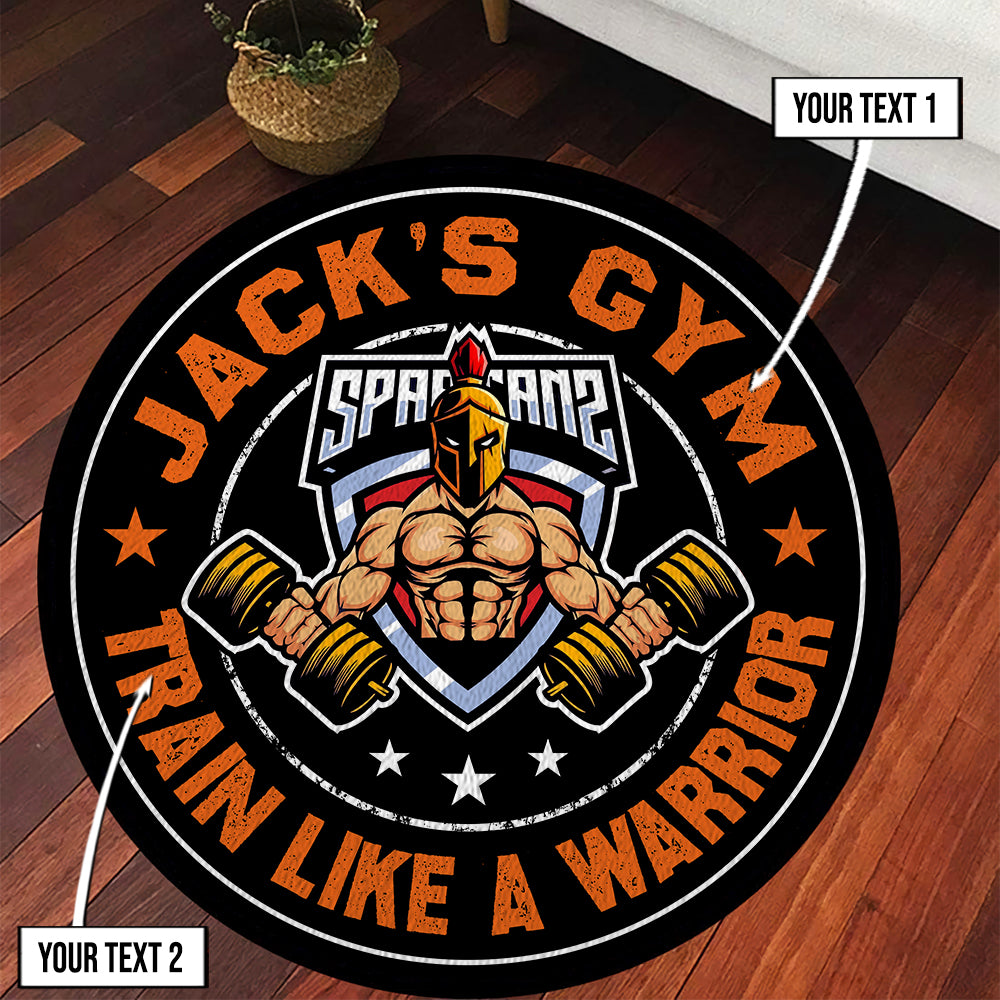 Personalized Gym Round Rug Spartan Home Gym Decor Motivational Quotes 11005