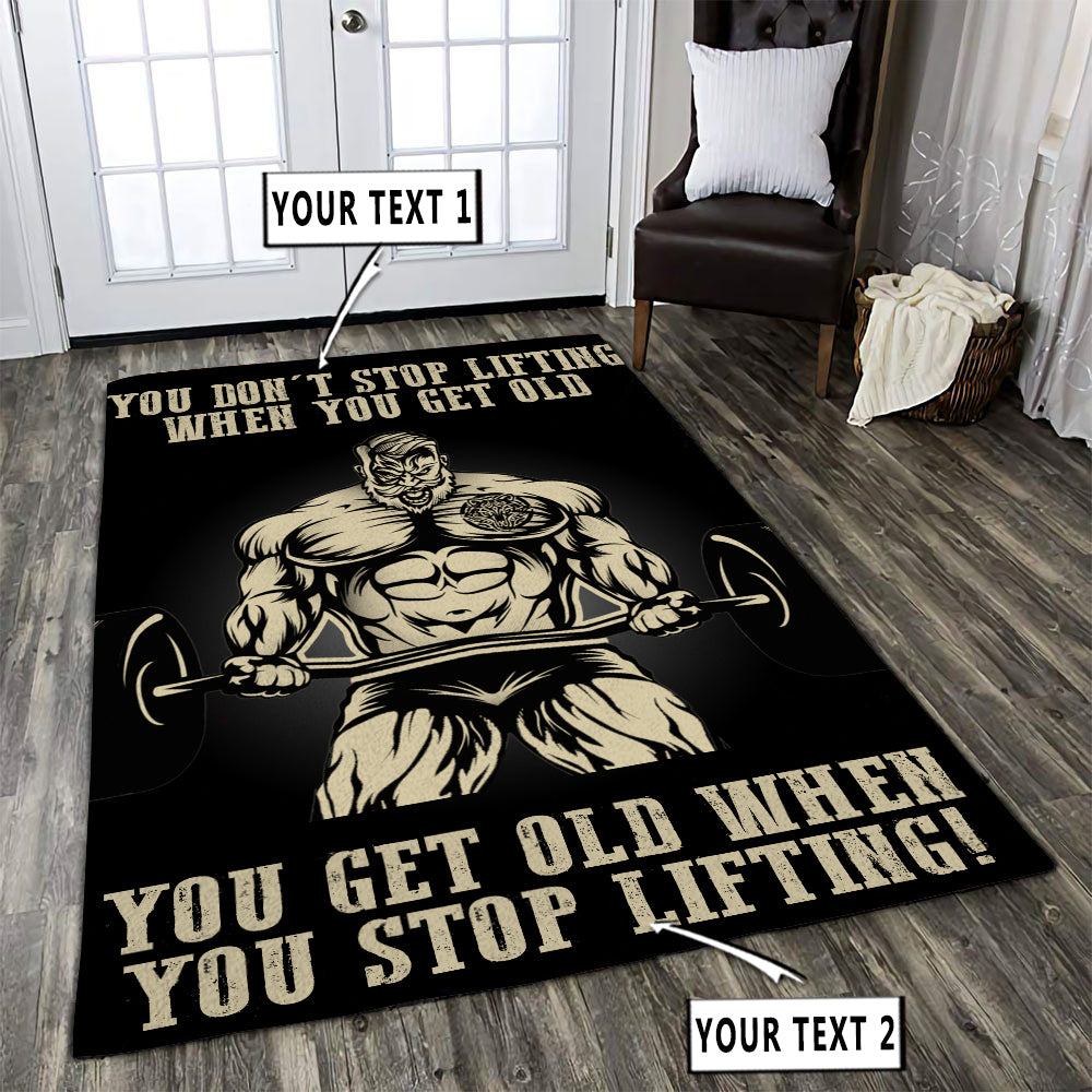 Personalized Gym Rug Home Gym Decor Old Man Carpet Bodybuilding Gift
