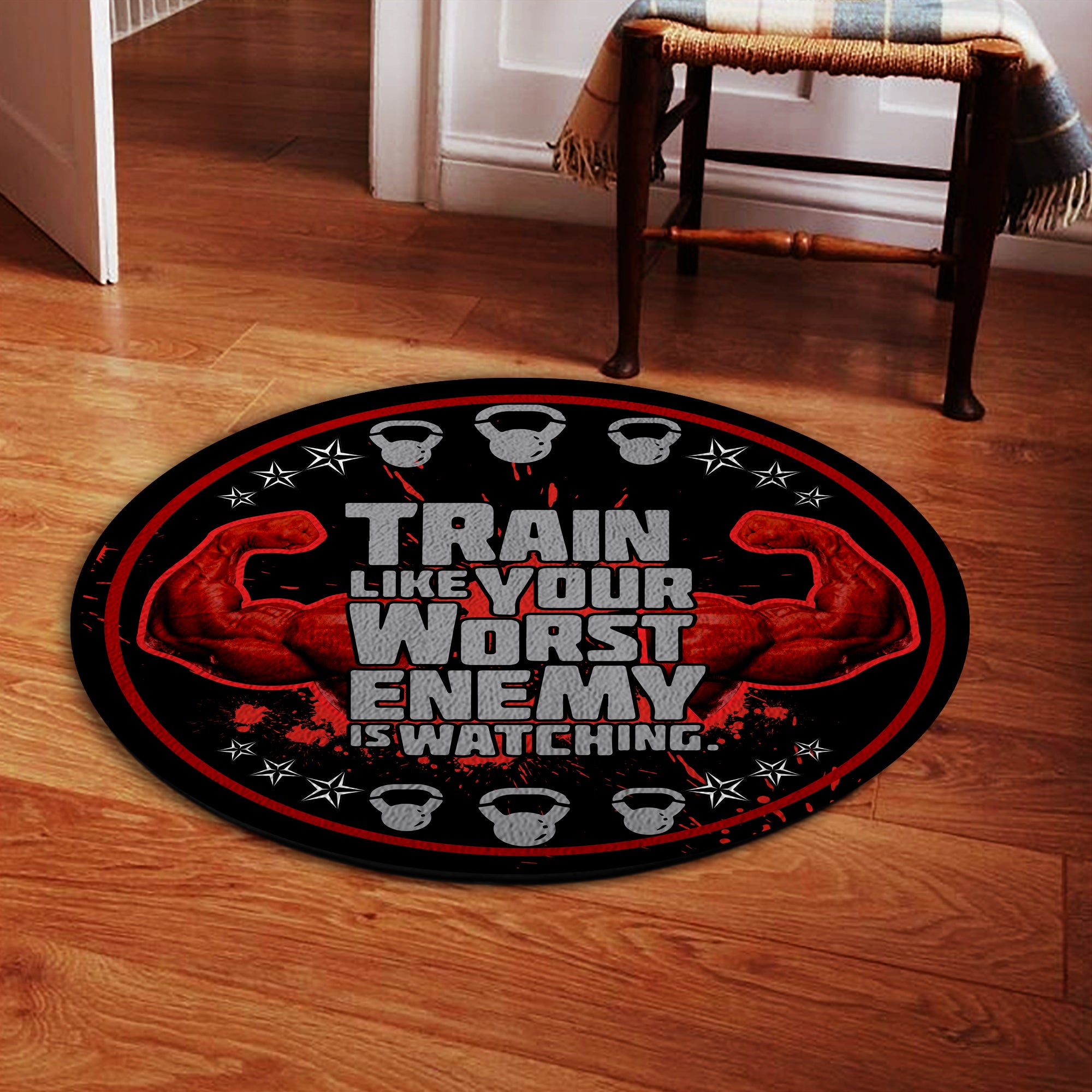 Motivational Quotes Gym Round Rug Carpet Home Gym Decor Bodybuilding gift