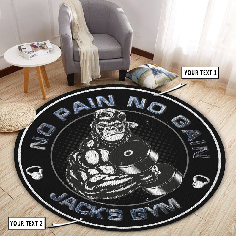 Personalized Home Gym Decor Gorilla Motivational Quotes Round Rug