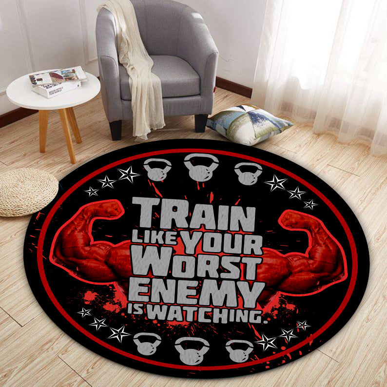 Motivational Quotes Gym Round Rug Carpet Home Gym Decor Bodybuilding gift