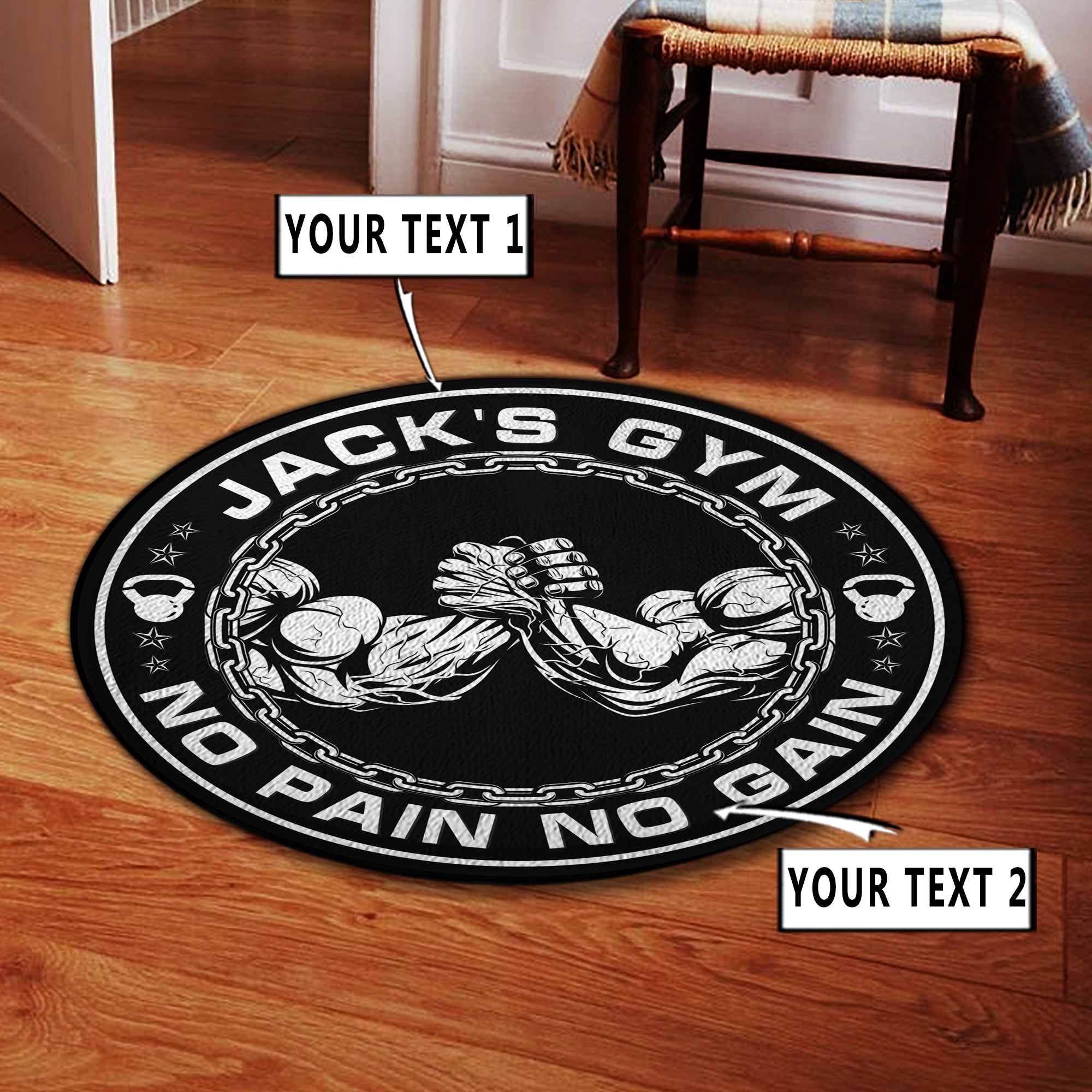 Personalized Home Gym Decor Motivational Quotes Round Rug, Carpet