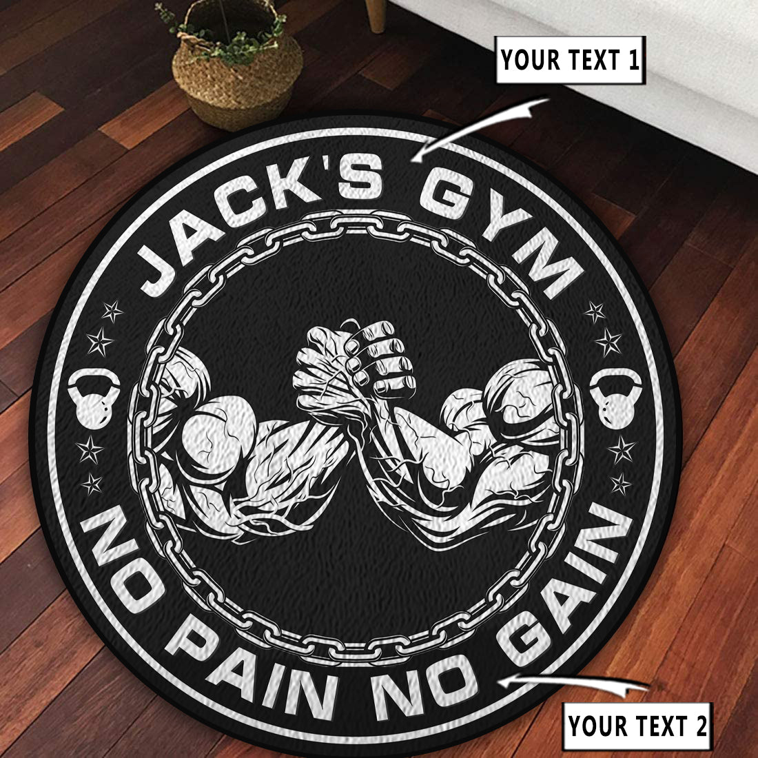 Personalized Home Gym Decor Motivational Quotes Round Rug, Carpet