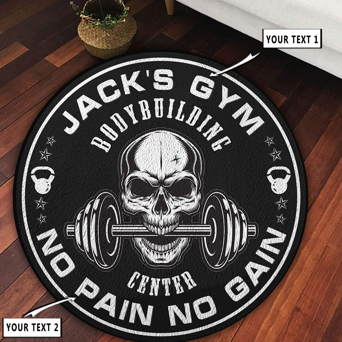 Personalized Home Gym Decor Motivational Quotes Round Rug, Carpet