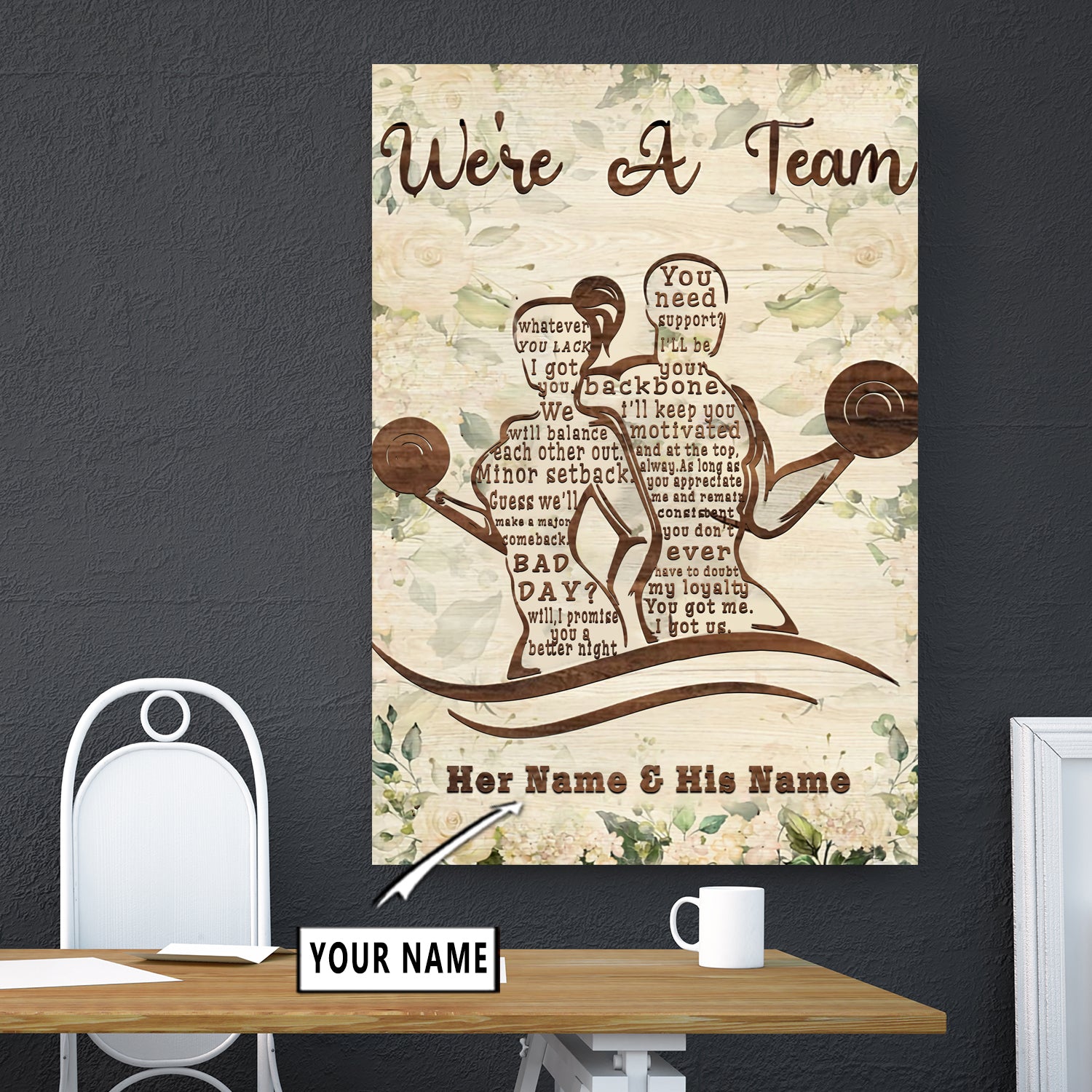 Personalized Couple Home Gym Decor Motivational Quotes Tapestry