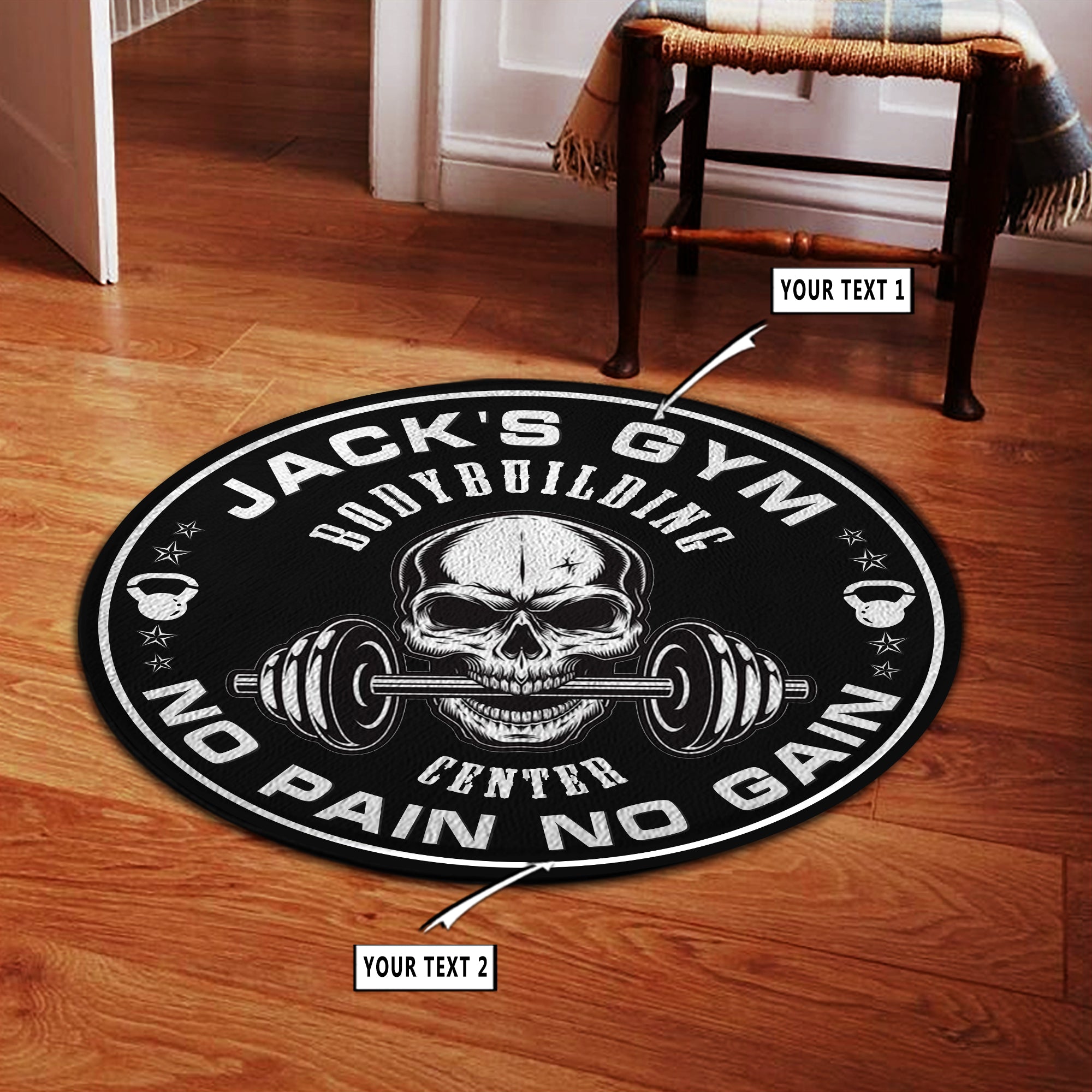 Personalized Home Gym Decor Motivational Quotes Round Rug, Carpet
