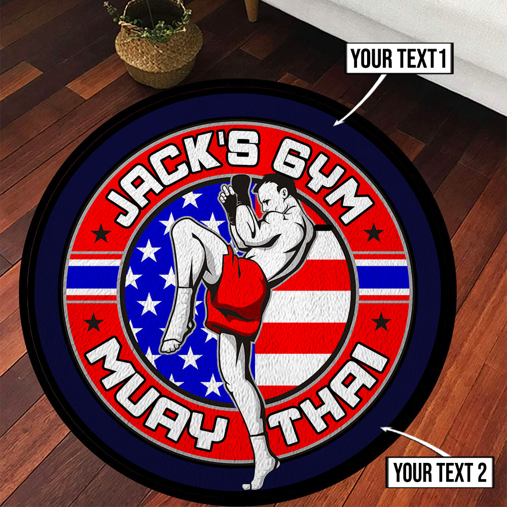 Personalized Muay Thai Gym Kickboxing Round Rug Gym Decor 11073