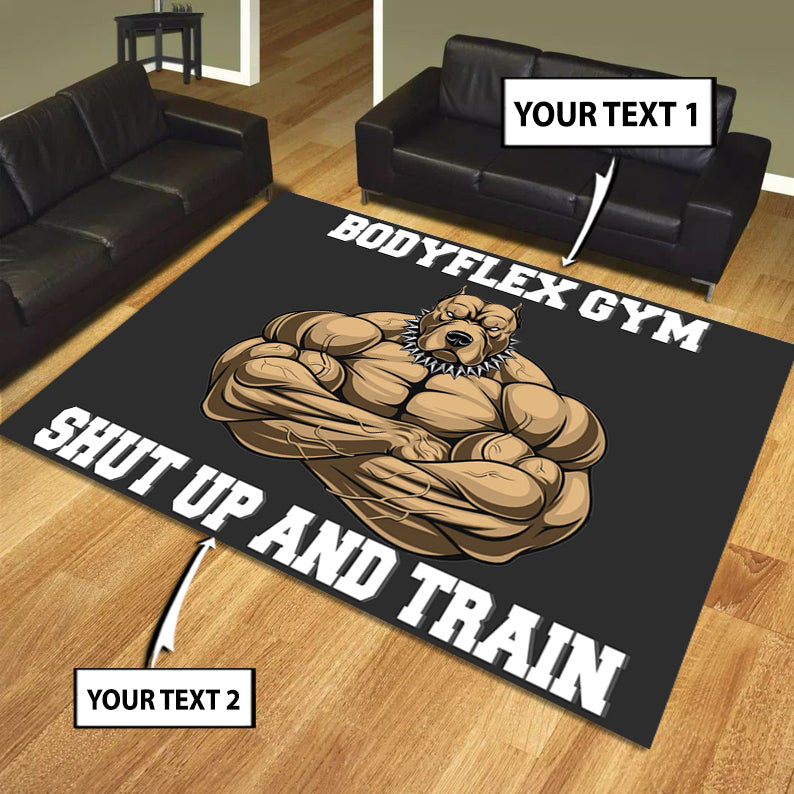 Personalized Gym Rug Home Gym Decor Bodybuilding Gift Muscle Strong Pitbull