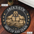 Personalized Home Gym Decor Muscle Strong Pitbull Round Rug, Carpet
