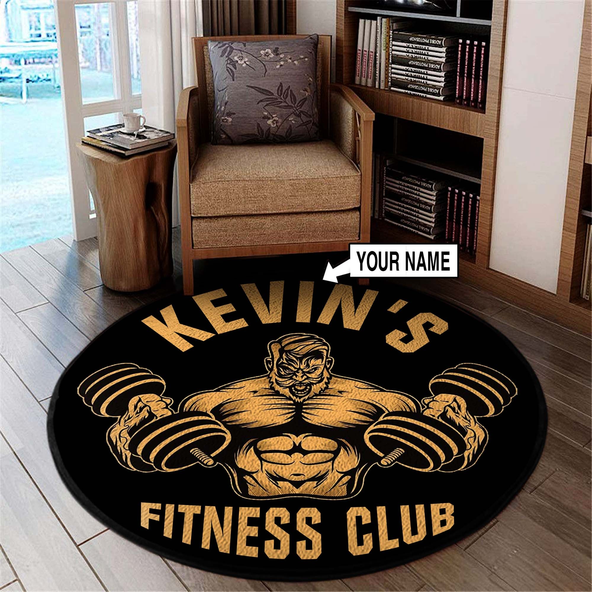 Personalized Fitness Home Gym Decor Center Round Rug, Carpet