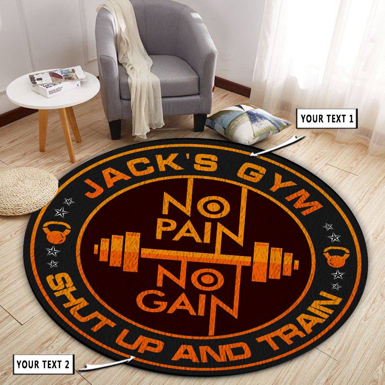 Personalized Gym Round Rug Home Gym Decor Carpet Motivation Fitness Gift