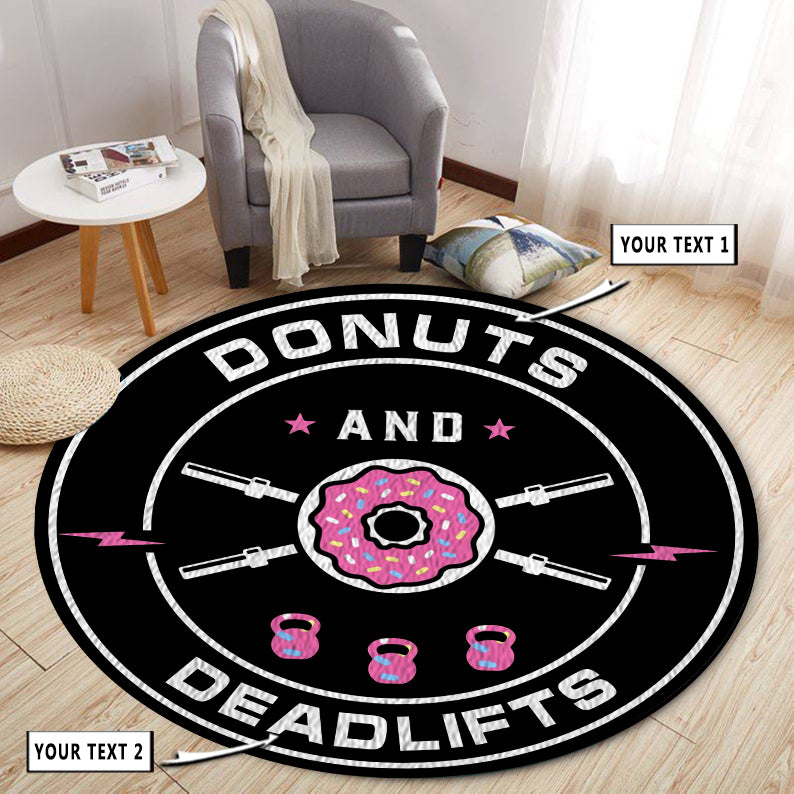 Home Gym Decor Motivational Quotes Rug Donuts and Deadlifts