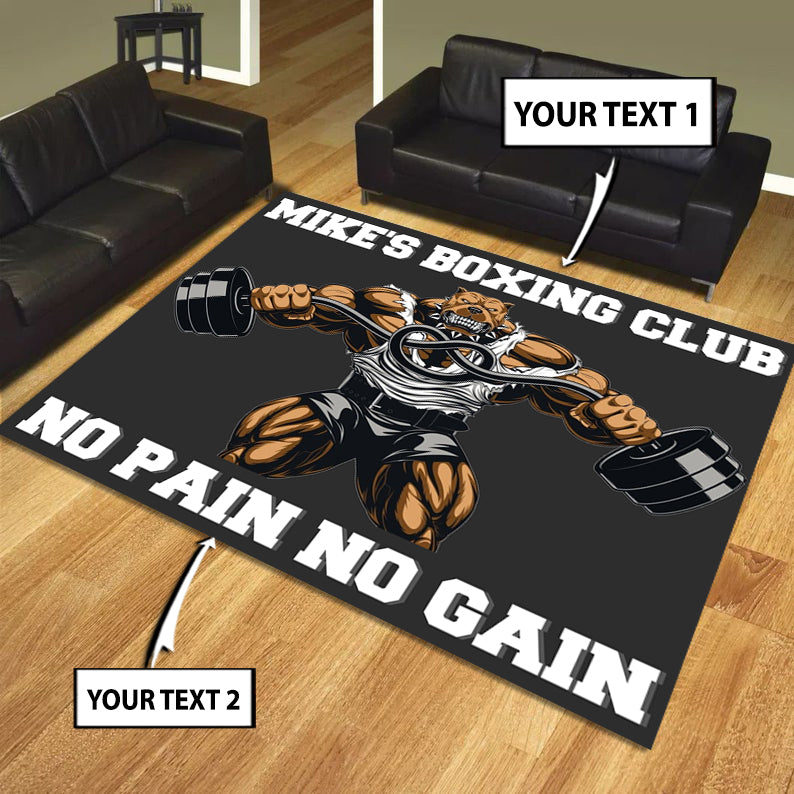 Personalized Gym Rug Home Gym Decor Bodybuilding Gift Muscle Strong Pitbull