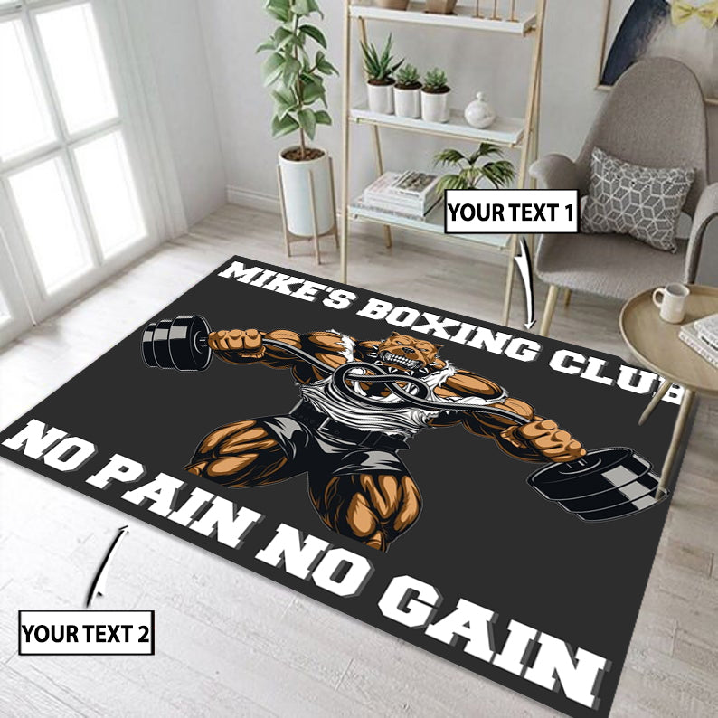 Personalized Gym Rug Home Gym Decor Bodybuilding Gift Muscle Strong Pitbull