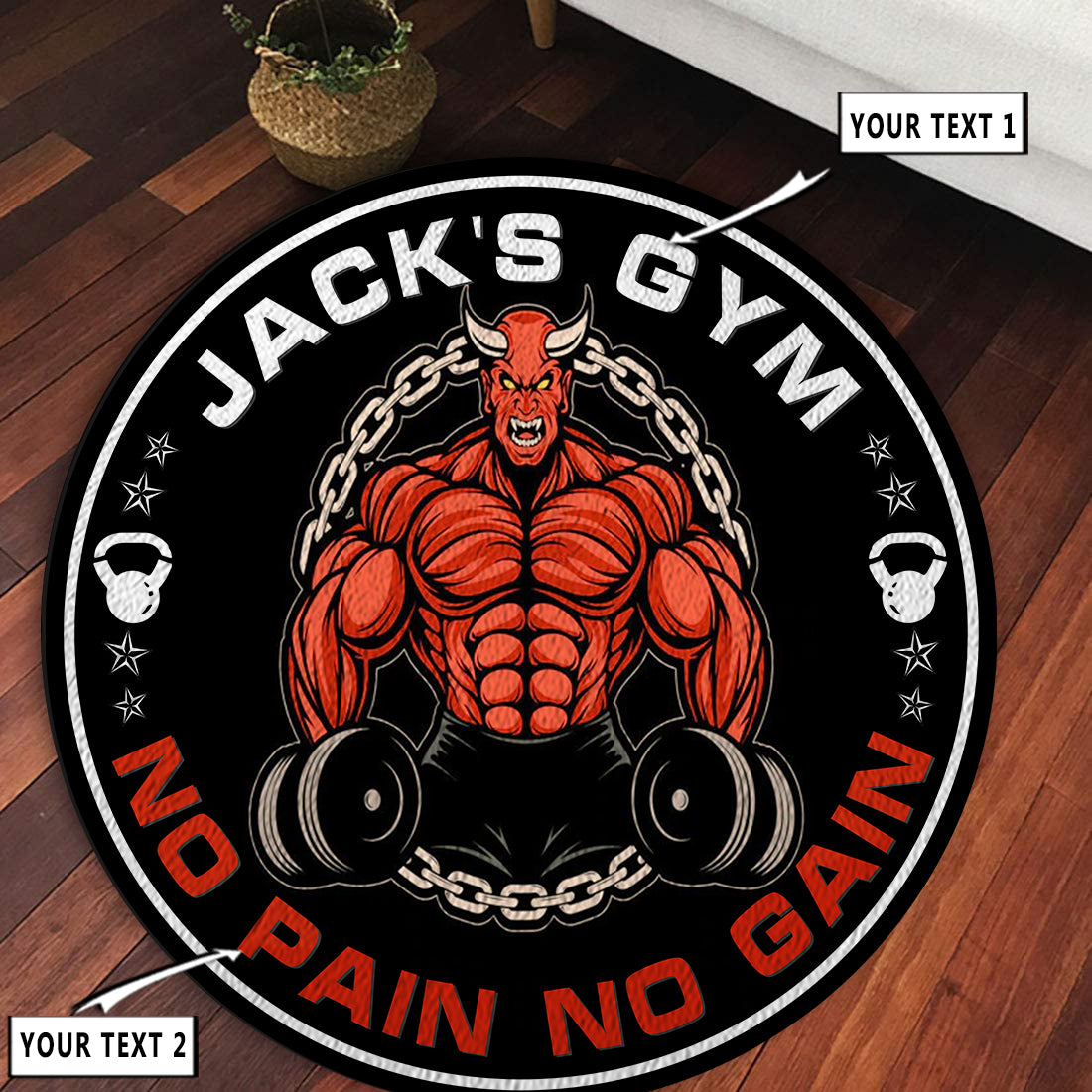 Personalized Home Gym Decor Motivational Quotes Round Rug, Carpet