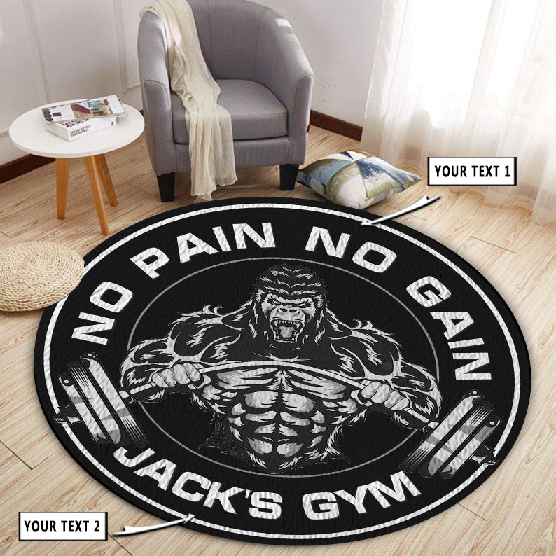 Personalized Home Gym Decor Gorilla Motivational Quotes Round Rug, Carpet