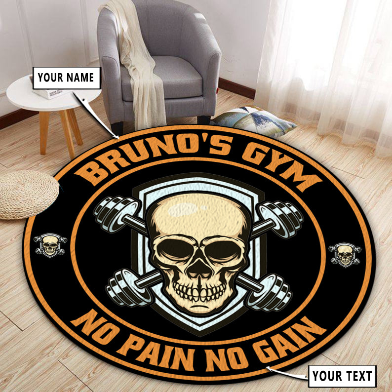 Personalized Skull Dumbbell Bodybuilding Home Gym Decor Round Rug, Carpet