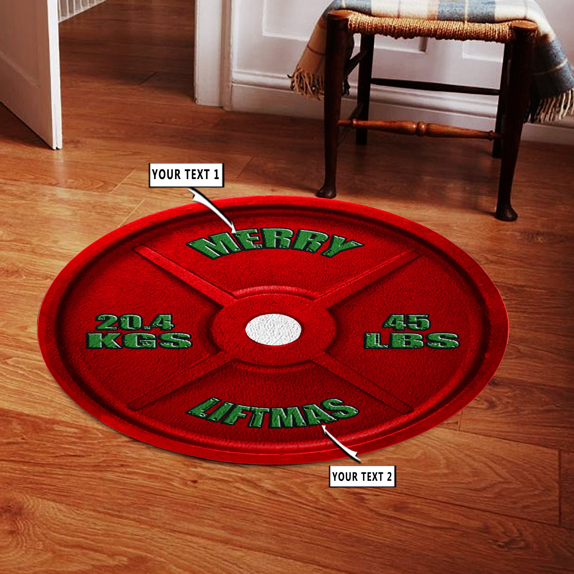 Round Rug - Unique Personalized Home Gym Ideas | Christmas Weight Plate  Decor 10237