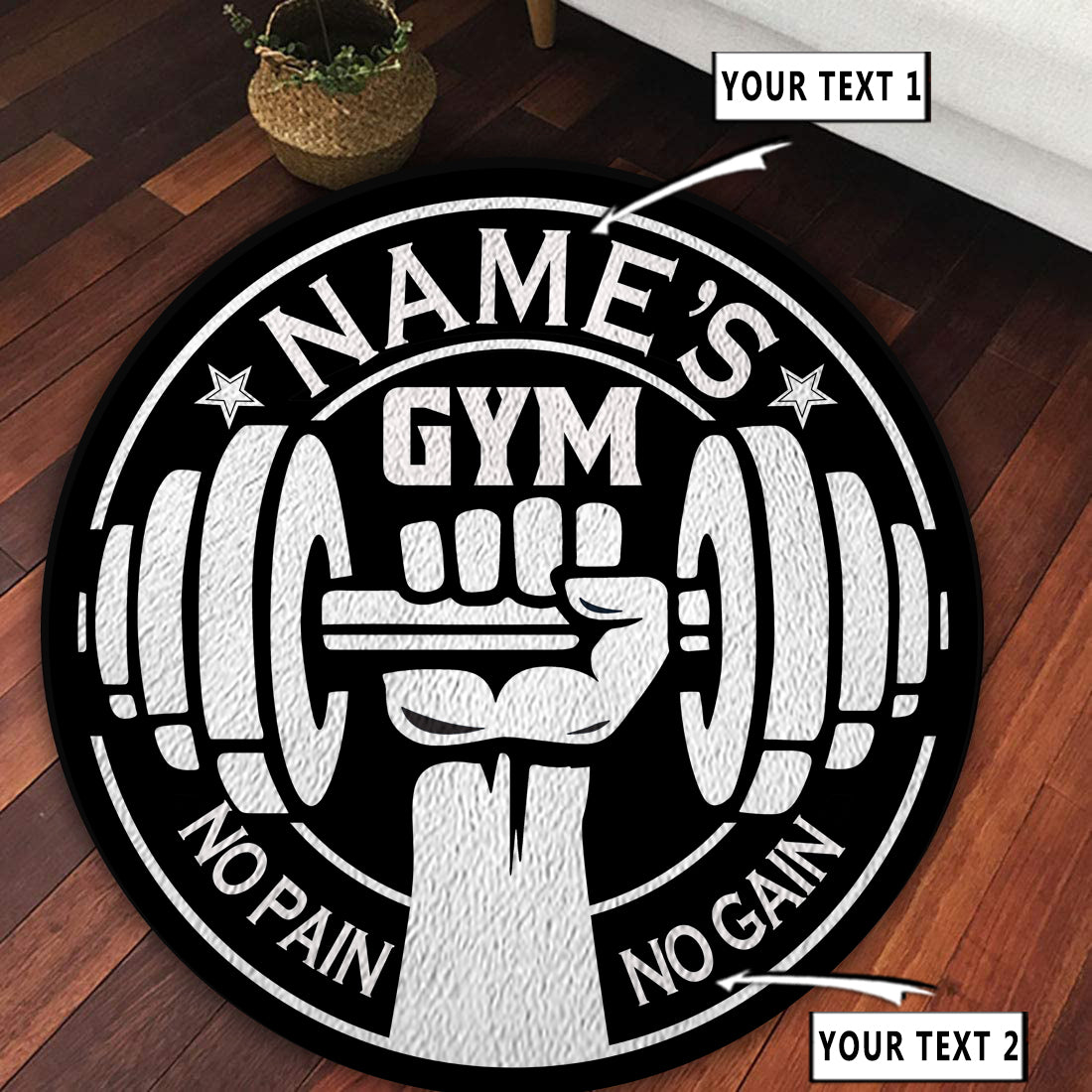 Personalized Gym Round Rug Carpet Home Gym Decor Bodybuilding gift