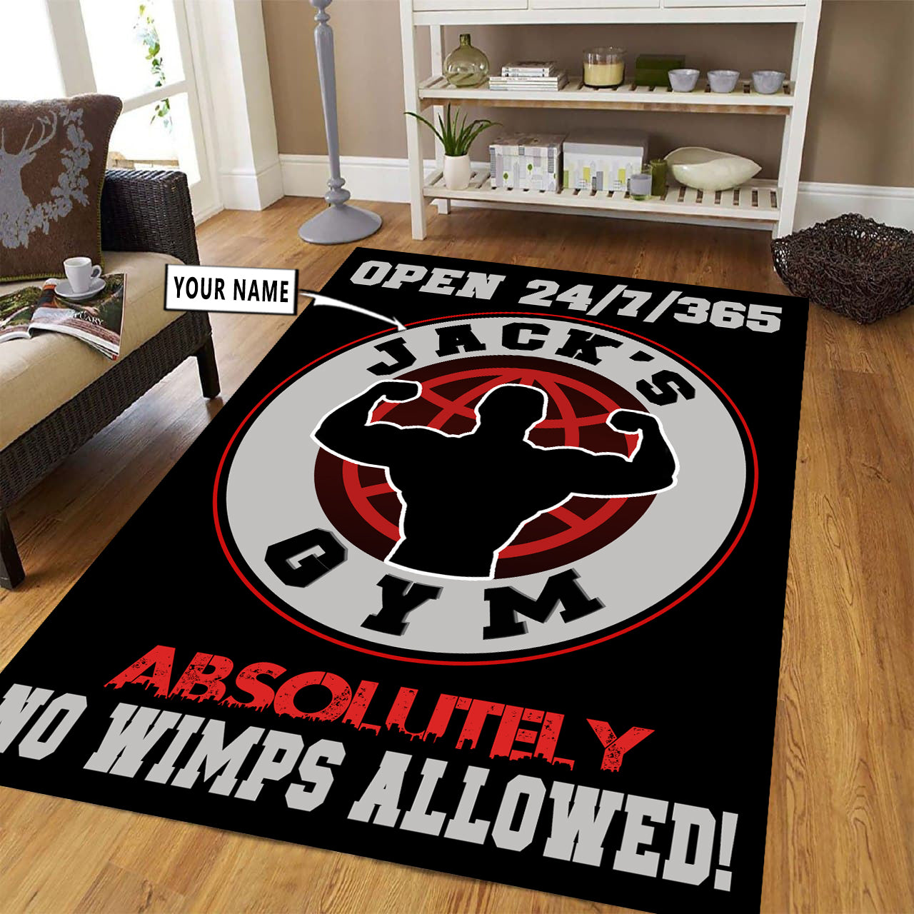 Personalized Gym Rug Home Gym Decor Bodybuilding Gift