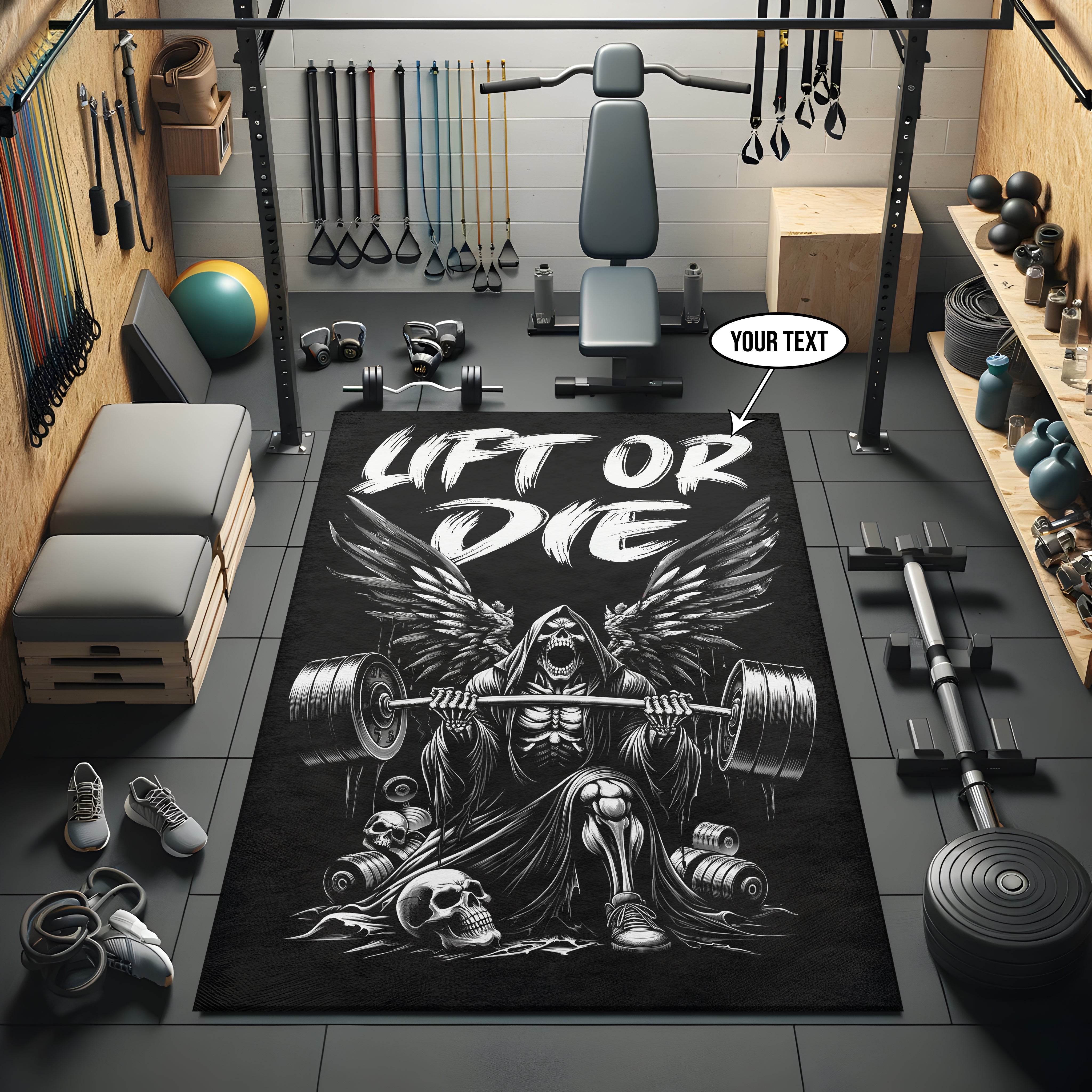 Grim Reaper Lift or Die Custom Gym Rug 11316