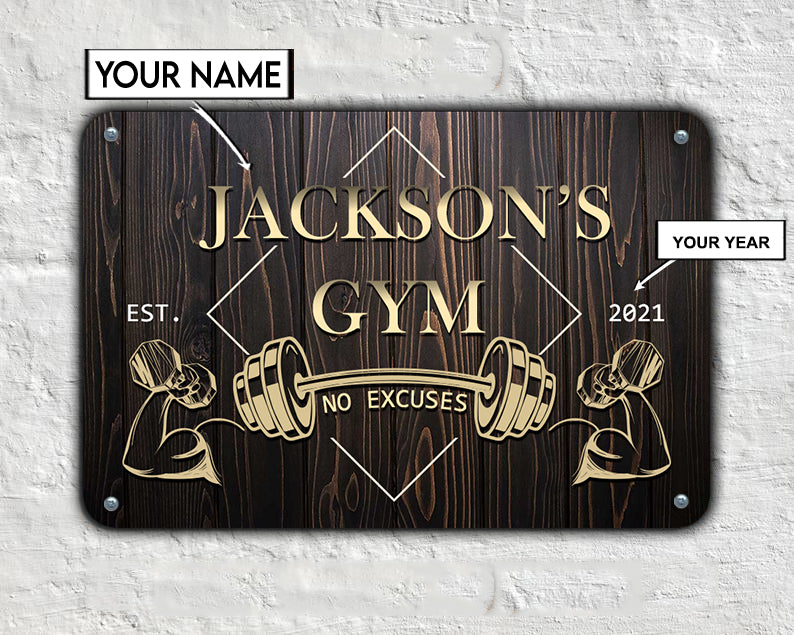 Personalized Bodybuilding Metal Sign Home Gym Decor No Excuses Gym Gift