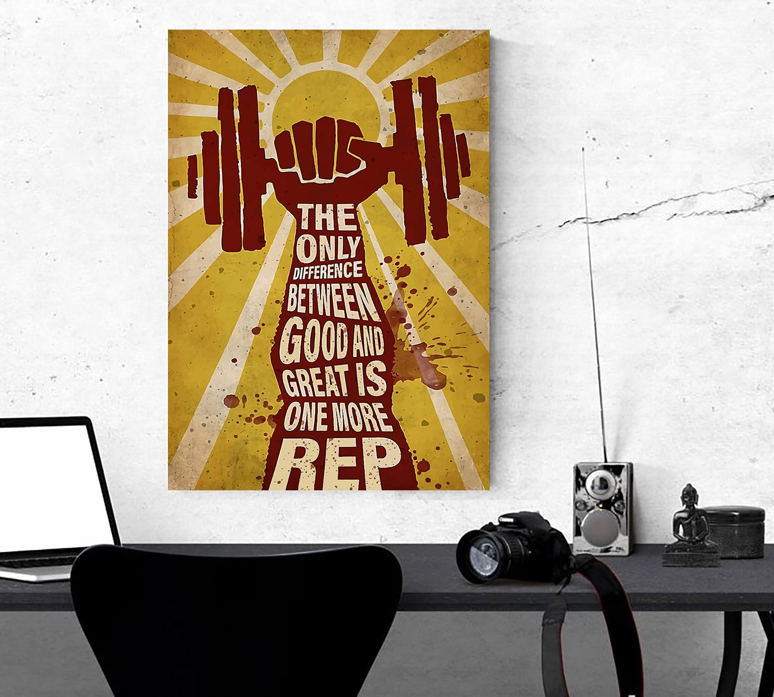 Motivational Quotes Gym Poster Canvas Gym Wall Art Fitness Gifts One More Rep