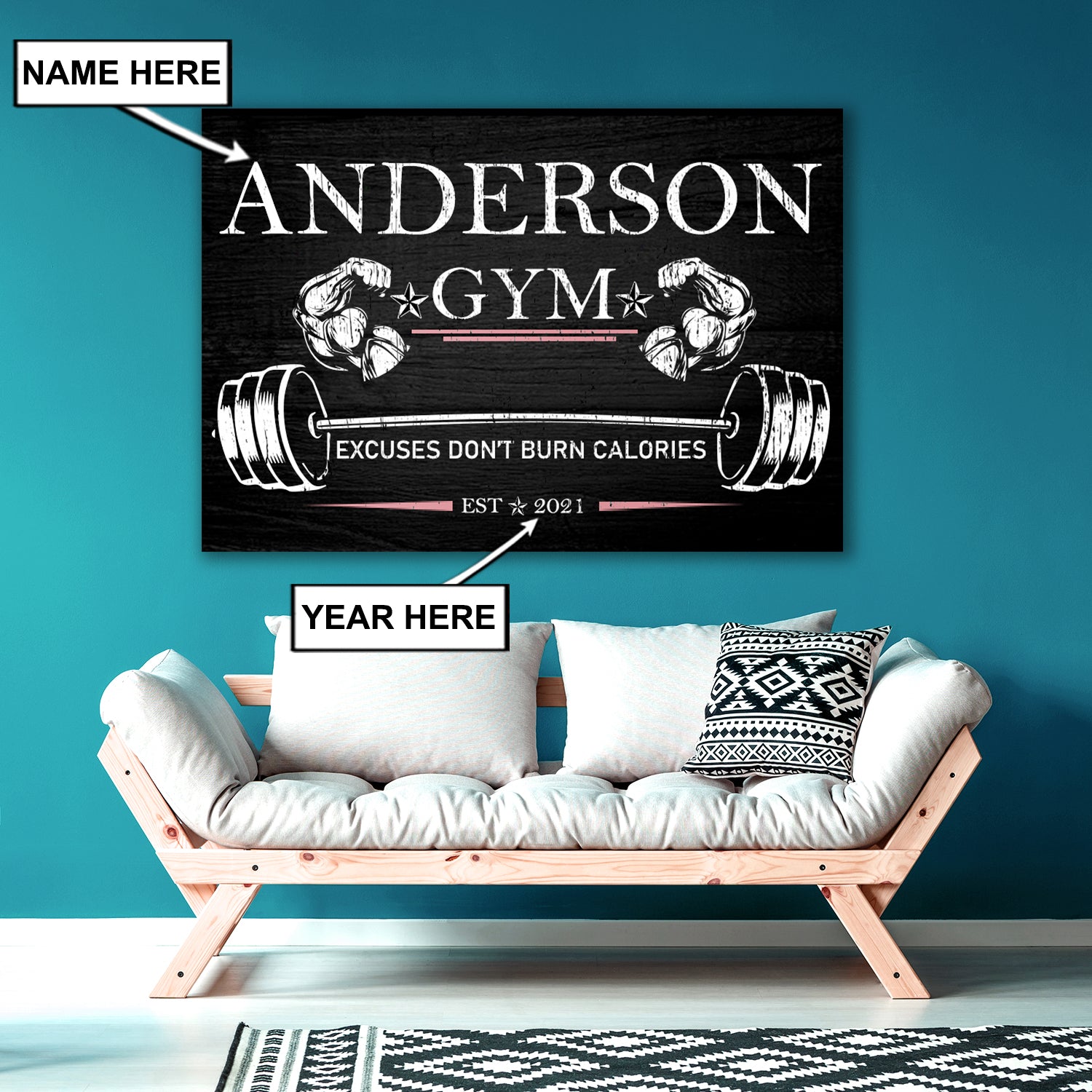 Home Gym Decor Excuses Dont Burn Calories Canvas, Wall Art