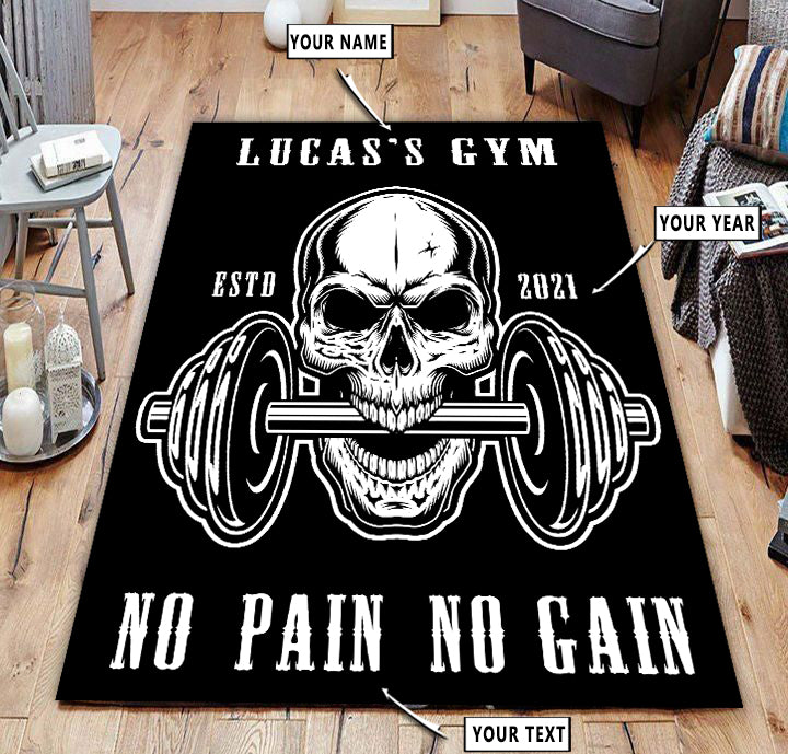 Personalized Bodybuilding Rug Home Gym Decor Skull Dumbbell Bodybuilding Gift