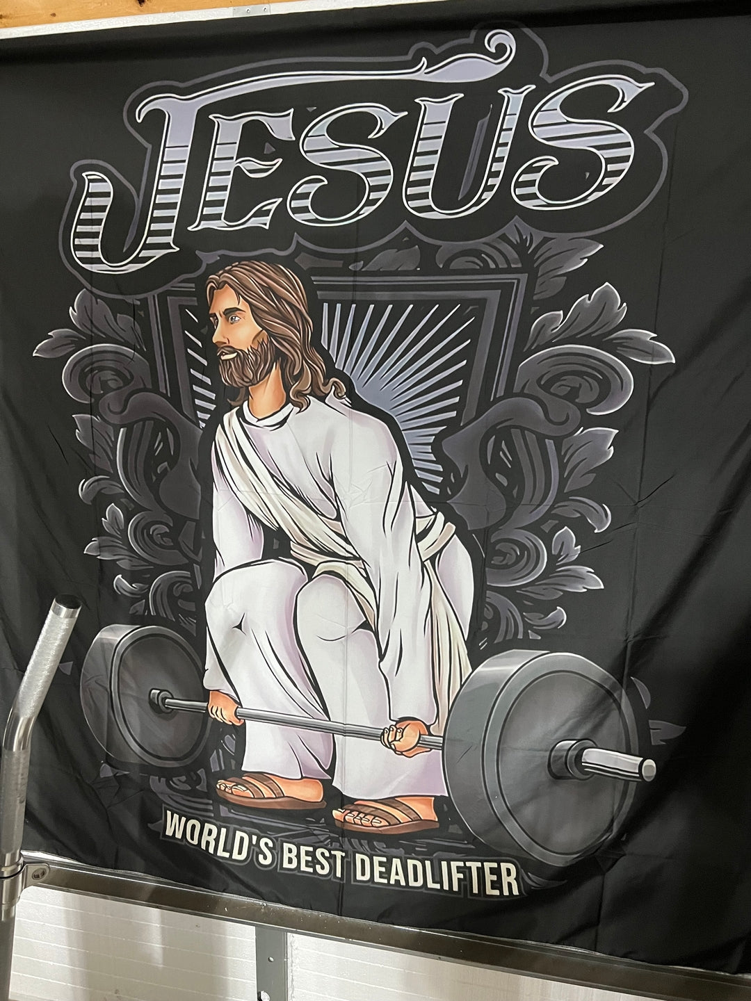 Jesus World Best Deadlifter Gym Flag