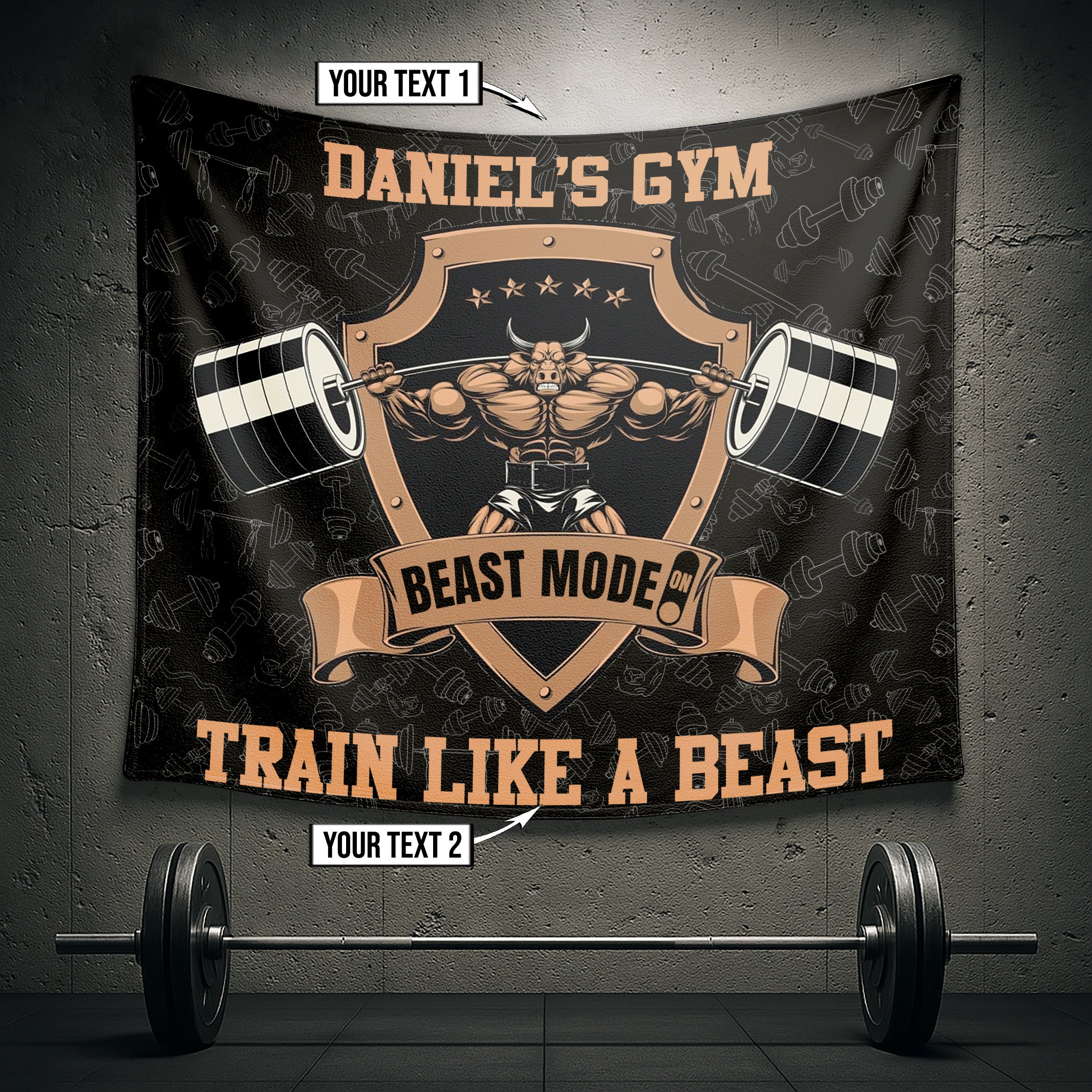 Custom Weightlifting Flag for Home Gym Decor Garage Gym Train Like A Beast 09499