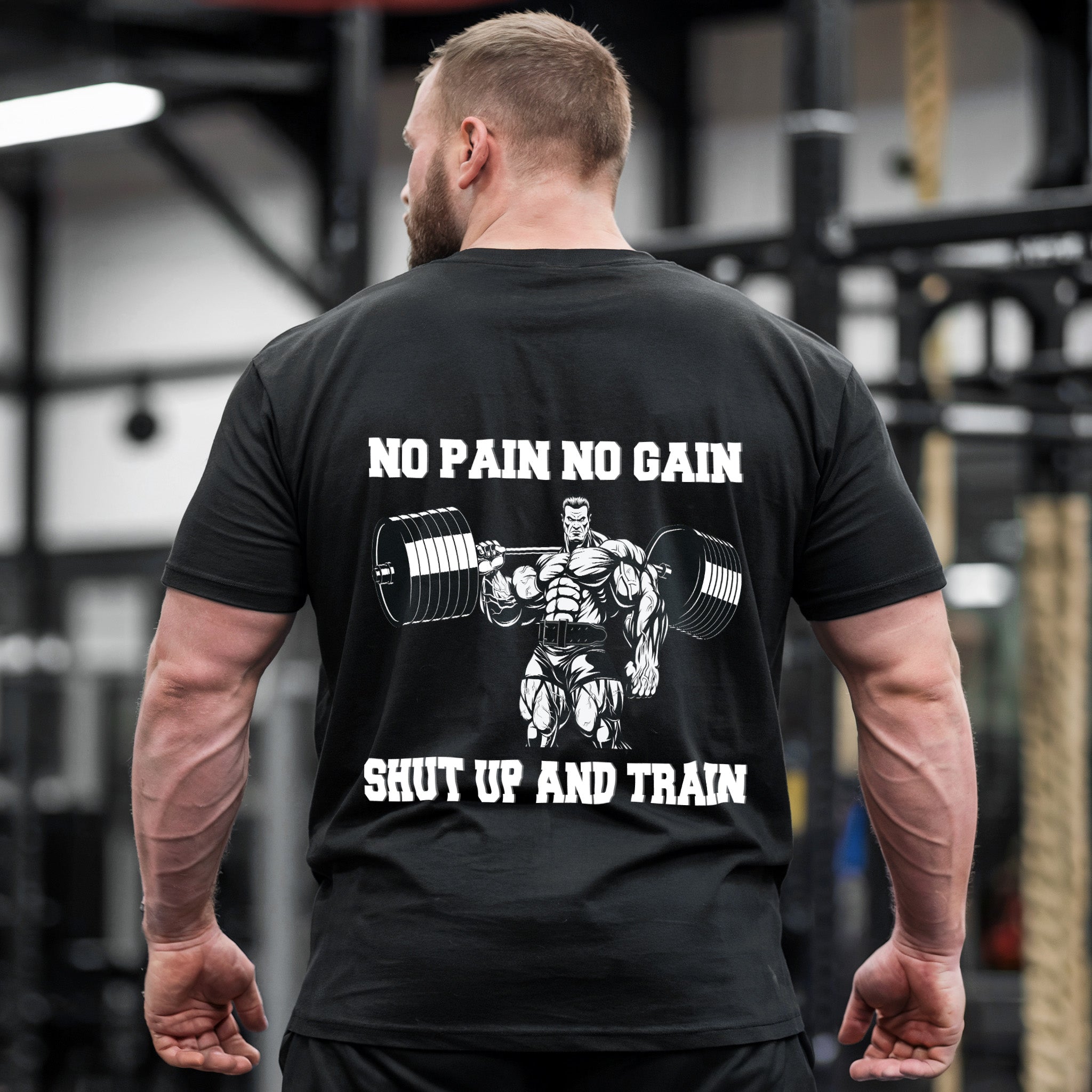 Gym Men T-shirts Weightlifting Shirts Muscle Man Shut Up And Train 10095