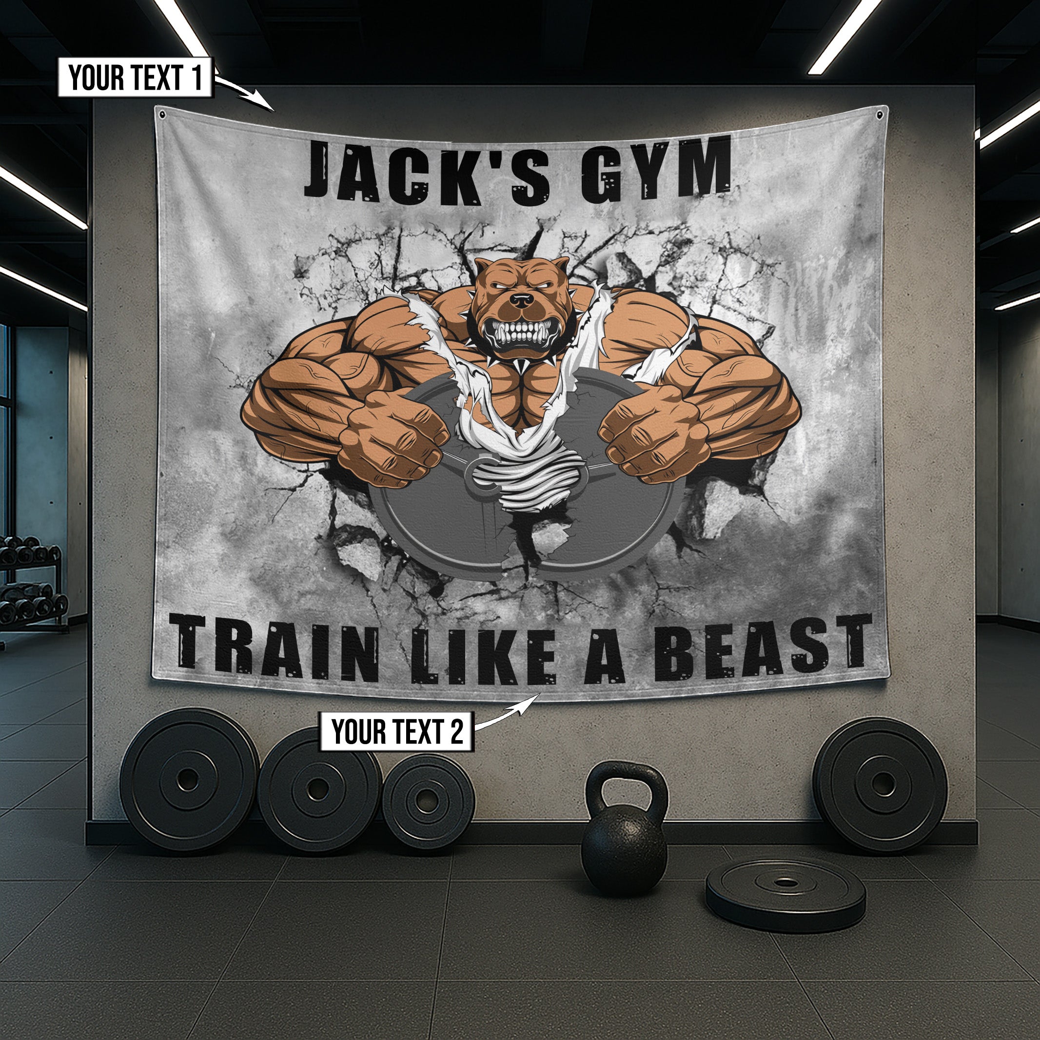 Bulldog Bodybuilding Gym Flags for Garage Gym 10139