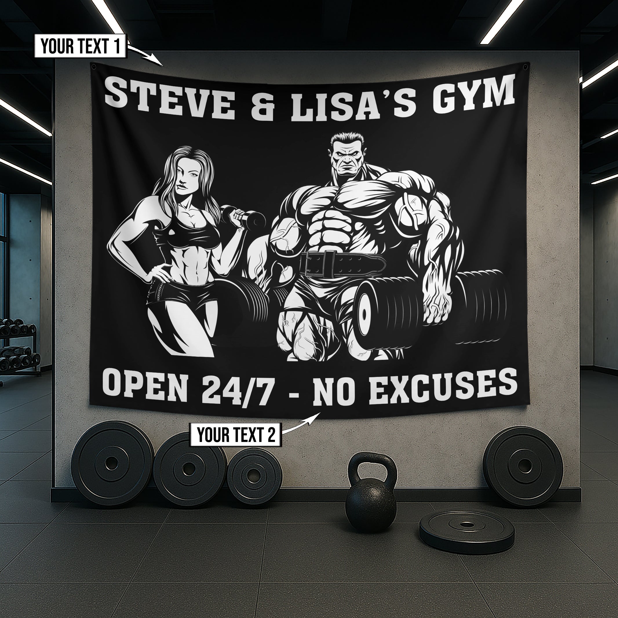 Customize Fit Love: Personalized Couple Banner Flag 10191