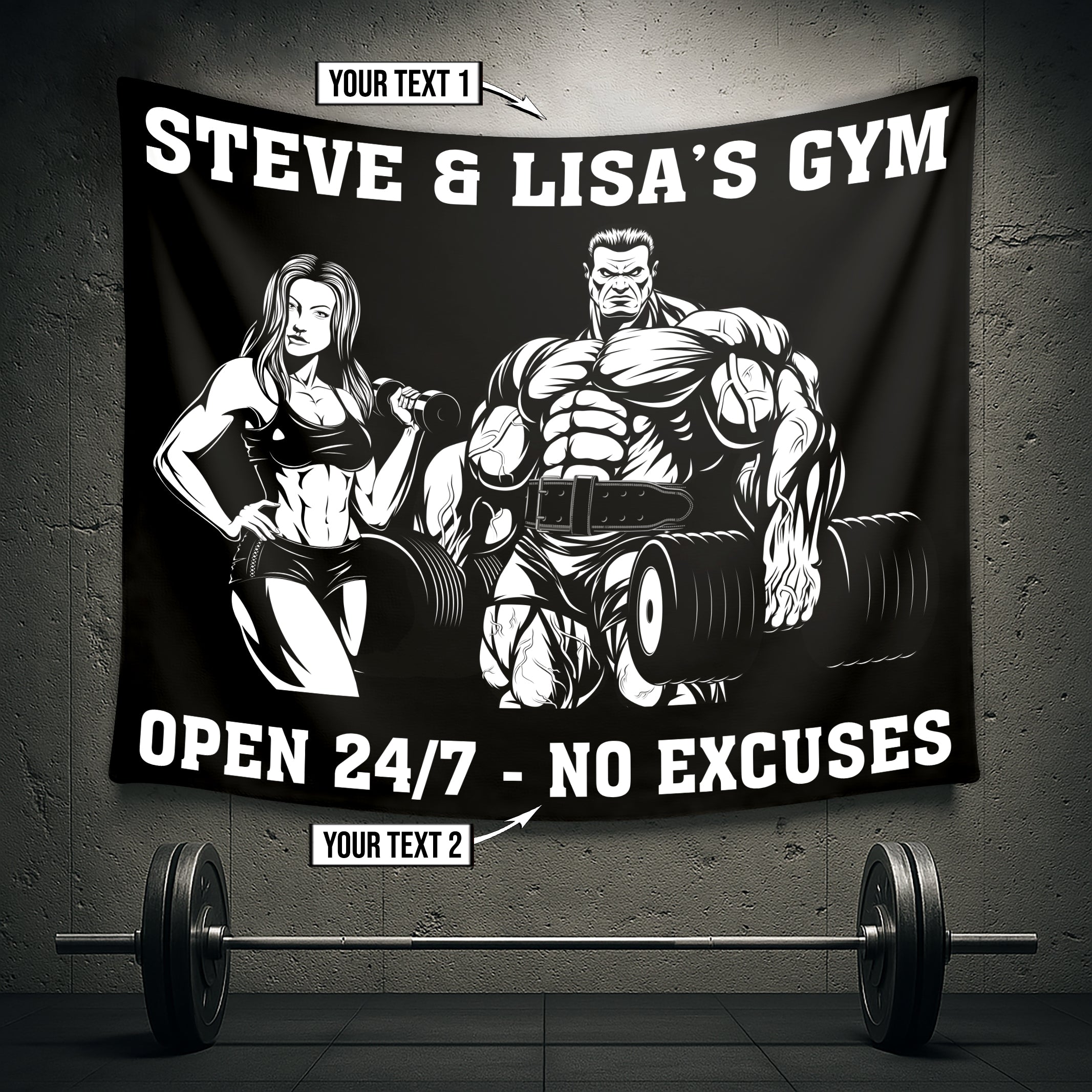 Customize Fit Love: Personalized Couple Banner Flag 10191