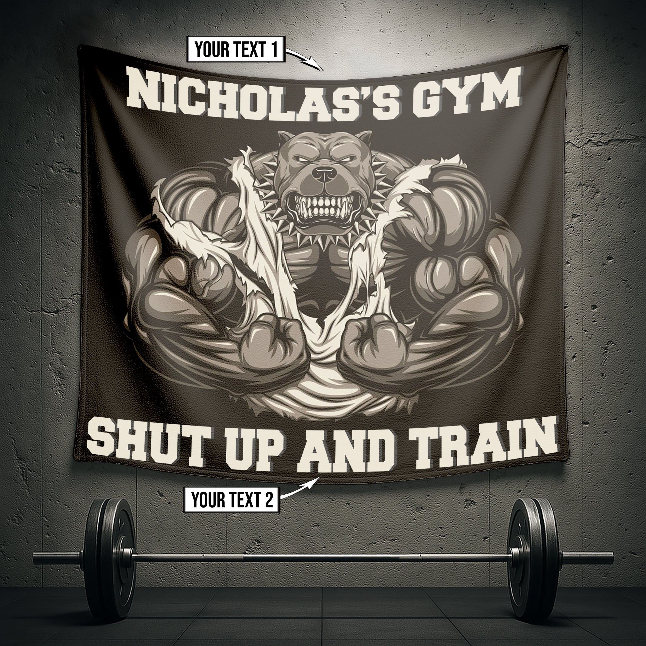 Muscle Pitbull Flag Motivational Bodybuilding Banner with Multi Colors 10382