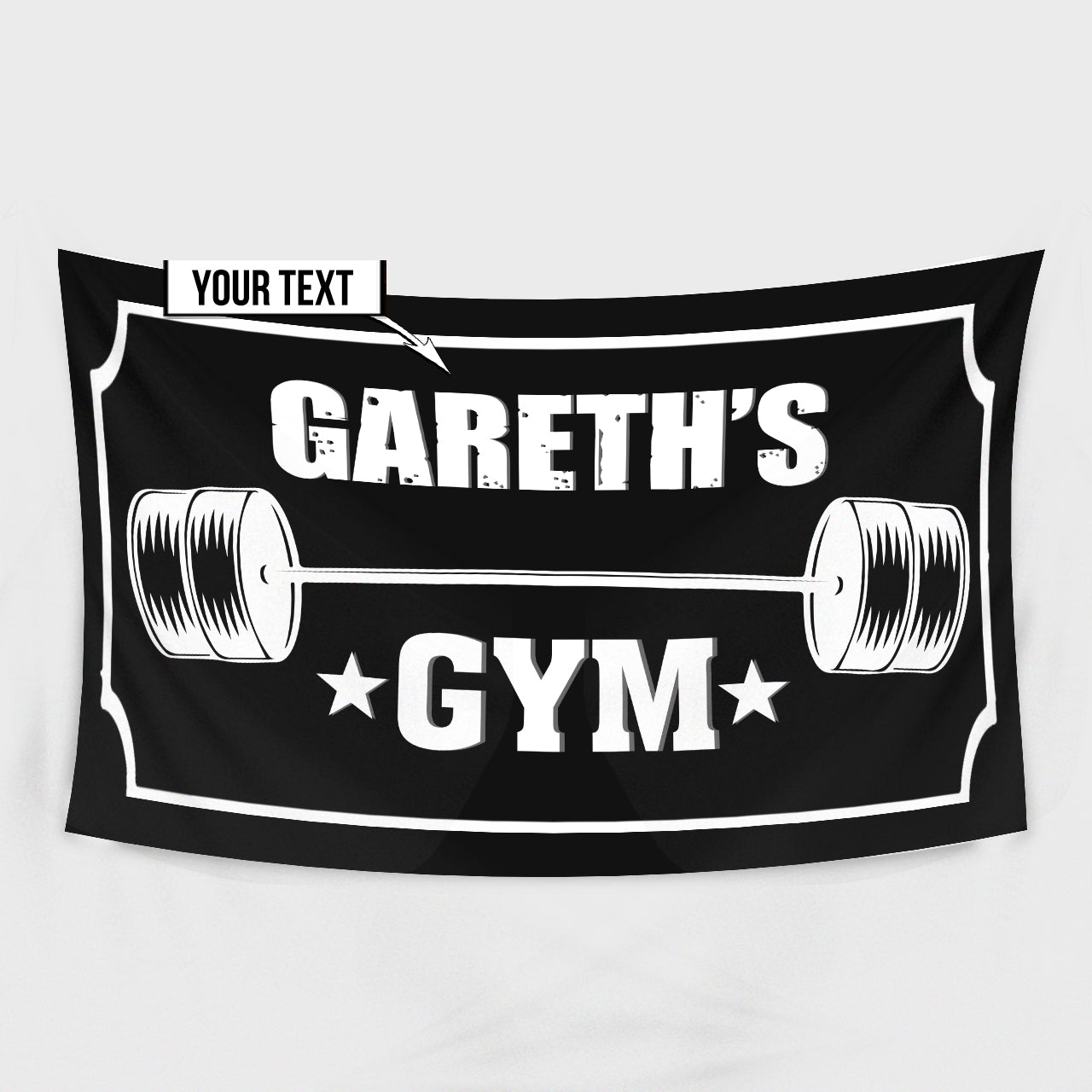 Personalised Gym, Home Gym Decor Flag Banner Barbell 10489