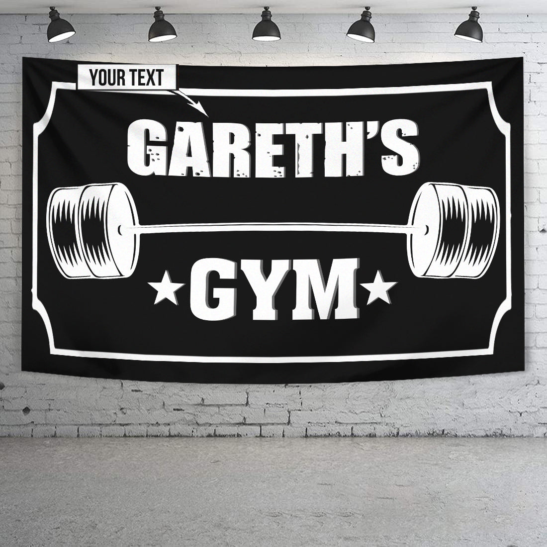 Personalised Gym, Home Gym Decor Flag Banner Barbell 10489