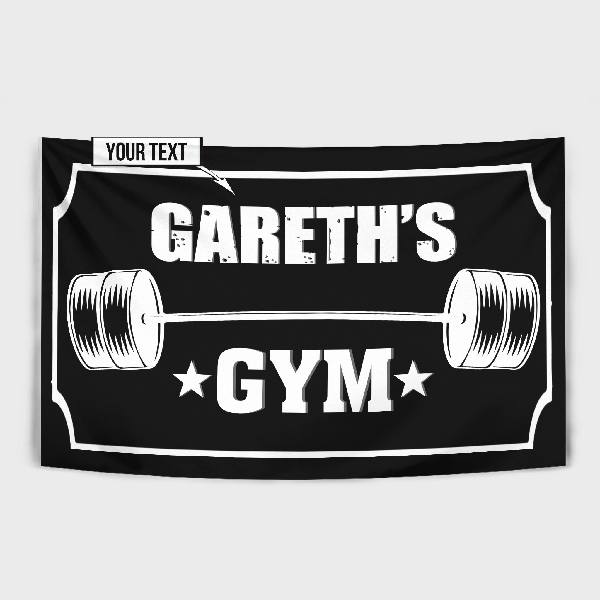 Personalised Gym, Home Gym Decor Flag Banner Barbell 10489