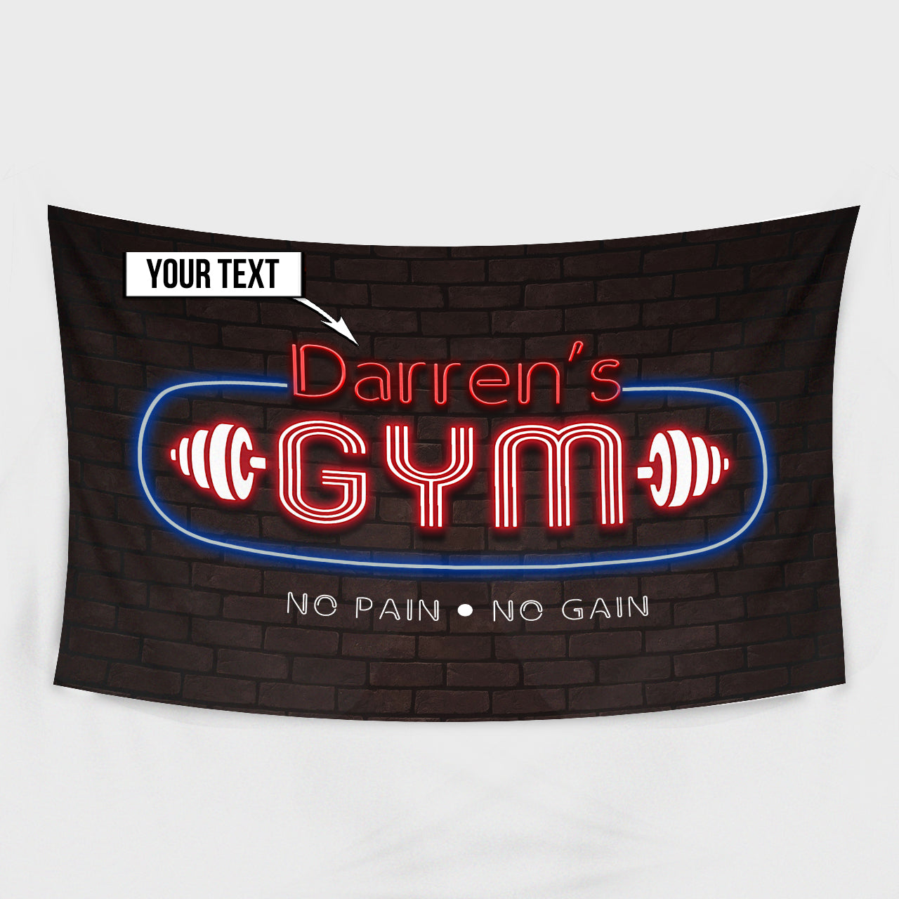 Personalised Gym, Home Gym Neon Effect Vinyl Flag Banner 10543